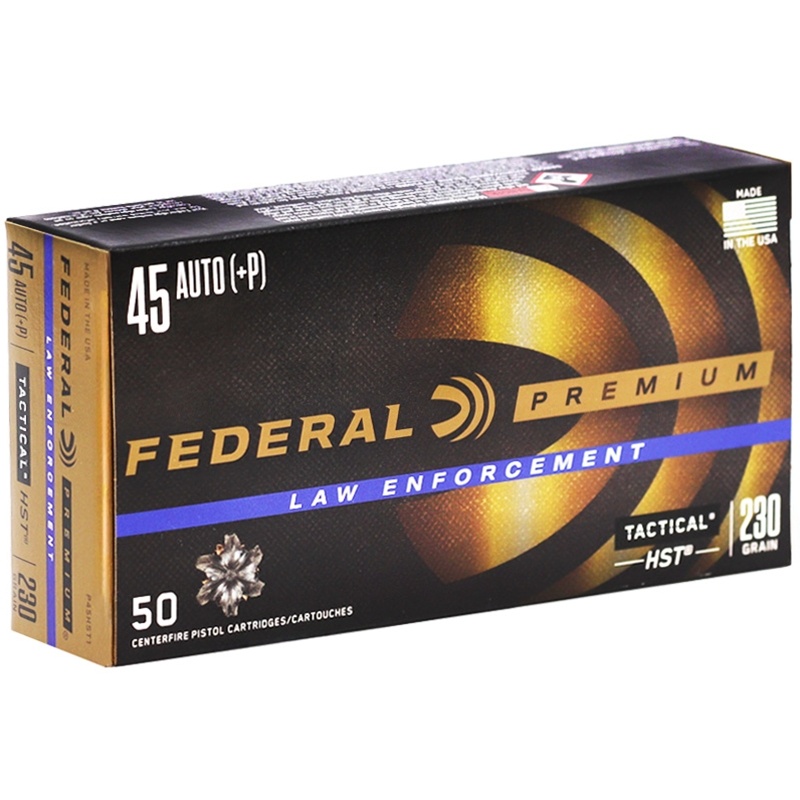 45 ACP - Federal Premium LE +P 230 Grain Hollow Point (P45HST1) - 50 Round Box