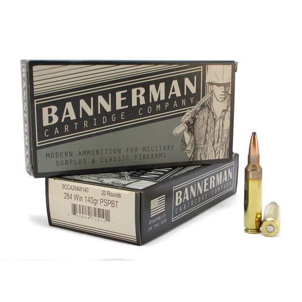 Bannerman 284 WIN AMMO 140GR PSPBT Brass Cased 20rd Box — product photograph