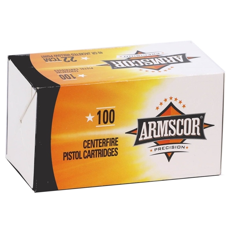 Armscor 22 TCM AMMO 40GR JHP Nickel Plated Brass 100rd Box — product photograph