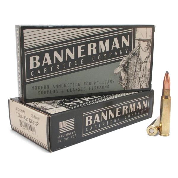 Bannerman 7.35X51 Carcano AMMO Brass Cased 128gr SP 20rd Box — product photograph