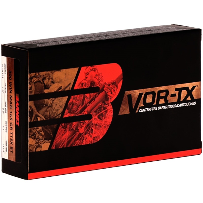 Barnes VOR-TX 300 WIN MAG AMMO 165gr Tipped TSX Boat Tail 20rd Box — product photograph