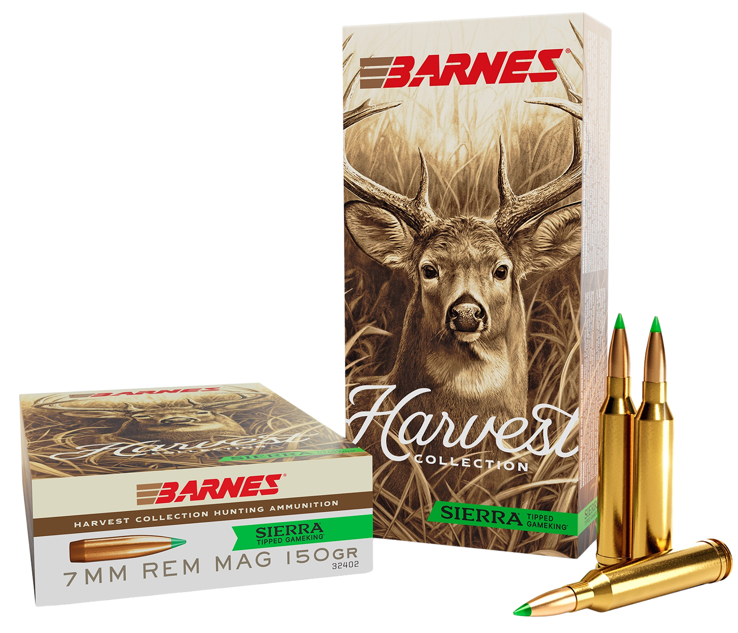 Barnes Harvest 7mm REM MAG AMMO 150gr Tipped GameKing Brass Cased 20rd Box — product photograph