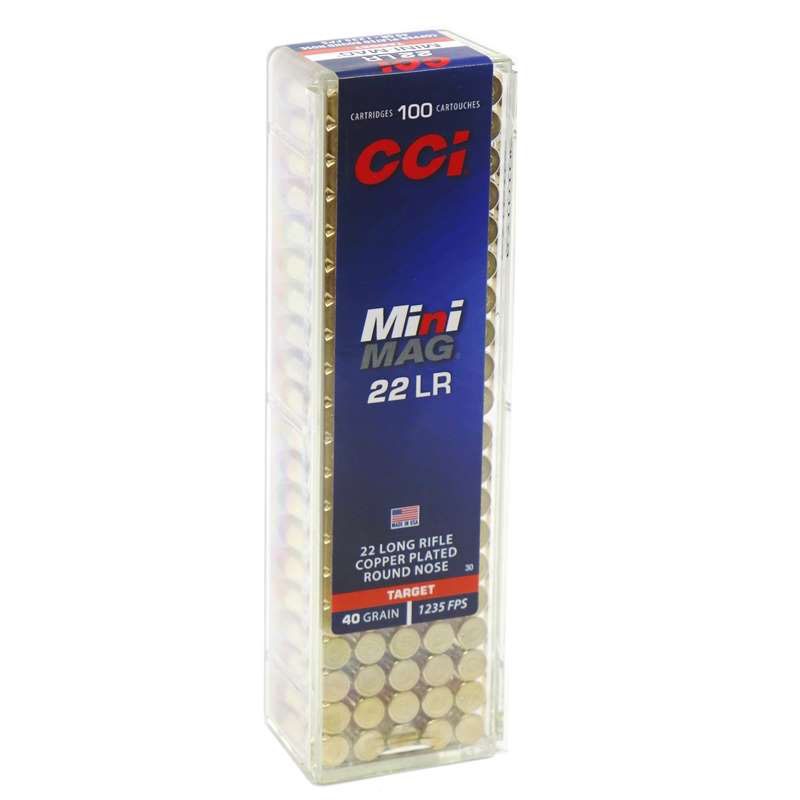 CCI 22 LR Ammo 40 gr Copper-Plated Round Nose 0030 Target & Plinking Mini-Mag 100RD BOX — product photograph