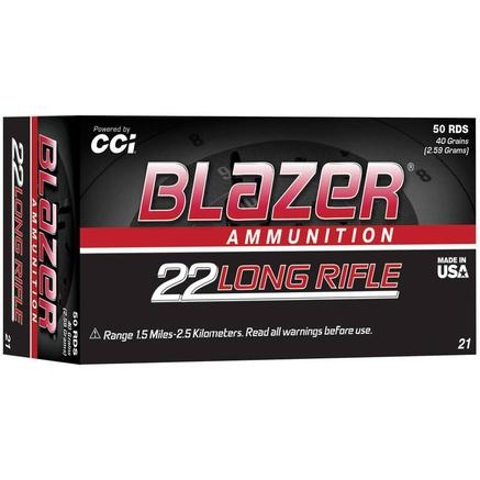 CCI 22 LR Ammo 40 gr Lead Round Nose 0021 Blazer High Velocity (LRN) 50RD BOX — product photograph