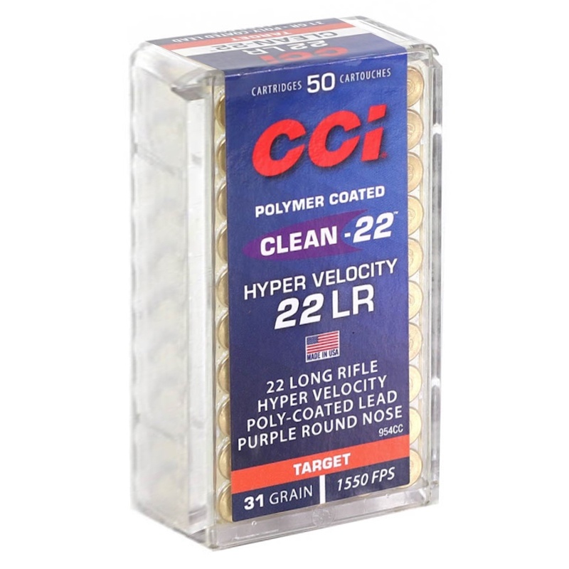 CCI 22 LR ammo HYPER VELOCITY CLEAN -22 PURPLE 31GR LN AMMO 50RD BOX — product photograph