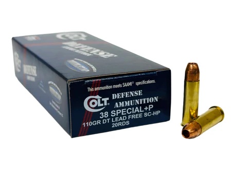 COLT DEFENSE 38 SPECIAL+P Ammo 110GR DT LEAD FREE SC-HP BRASS CASED 20RD BOX — product photograph