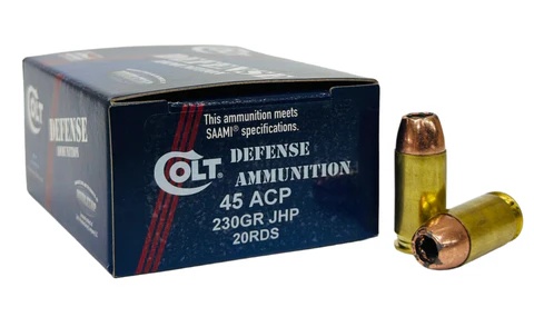 COLT DEFENSE 45ACP Ammo 230GR JHP BRASS CASED 20RD BOX — product photograph