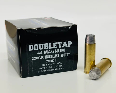 DOUBLETAP 44 MAGNUM Ammo 320GR HARDCAST SOLID BRASS CASED 20RD BOX — product photograph