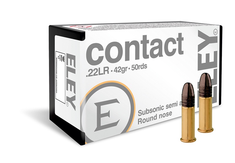 ELEY CONTACT 22LR Ammo 42GR SUB-SONIC RN 50RD BOX — product photograph