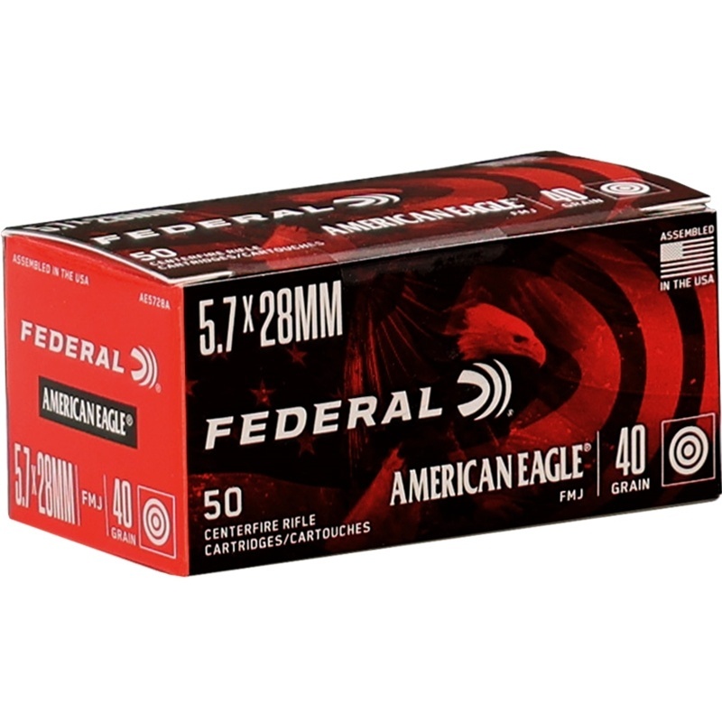 FEDERAL AMERICAN EAGLE 5.7X28MM AMMO 40GR FMJ — product photograph