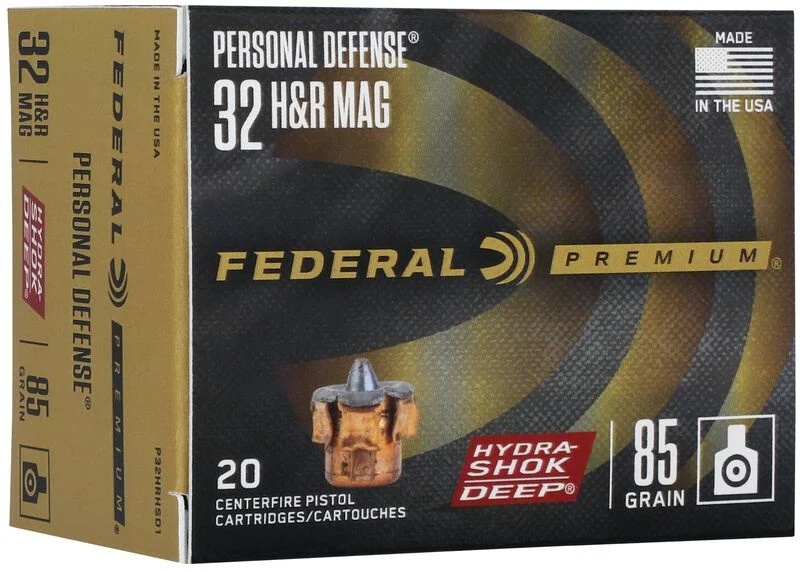 FEDERAL HYDRA-SHOK DEEP 32 H&R MAG AMMO 85GR HOLLOW POINT NICKEL PLATED BRASS 20RD BOX — product photograph