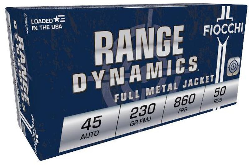 FIOCCHI 45 AUTO AMMO 230GR FMJ BRASS CASED 50RD BOX — product photograph
