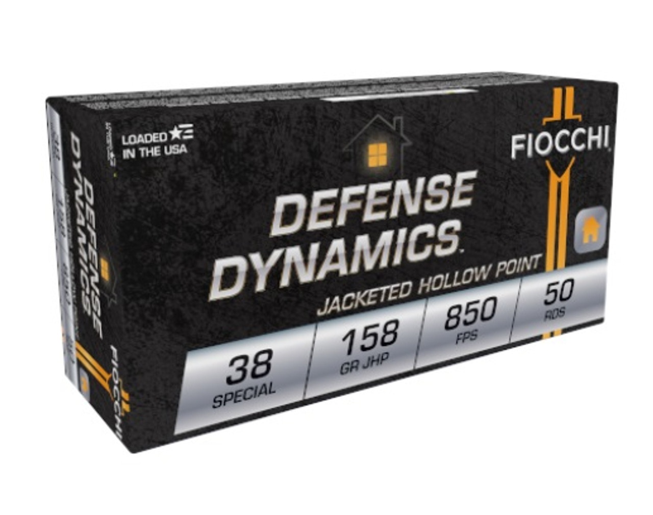 FIOCCHI DEFENSE 38 SPECIAL AMMO 158GR JACKETED HOLLOW POINT BRASS CASED 50RD BOX — product photograph