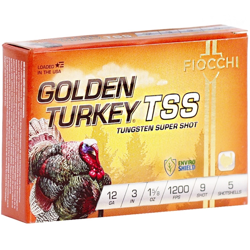 FIOCCHI GOLDEN TURKEY TSS 12GA AMMO 3IN 1 5/8OZ 1200FPS #9 SHOT 5RD BOX — product photograph