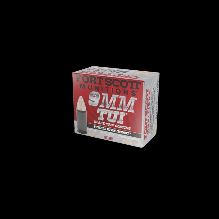 FORT SCOTT MUNITIONS 9MM LUGER AMMO 115GR TUI BLACK TPD COATED CASING 20RD BOX — product photograph