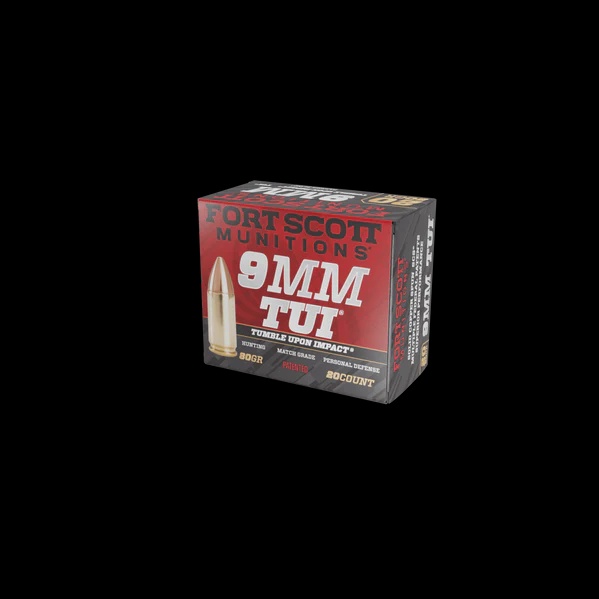 FORT SCOTT MUNITIONS 9MM LUGER AMMO 80GR SOLID COPPER TUI BRASS CASED 20RD BOX — product photograph