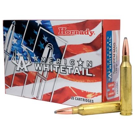 HORNADY AMERICAN WHITETAIL 7MM REM MAG AMMO 139GR SP BRASS CASED 20RD BOX — product photograph