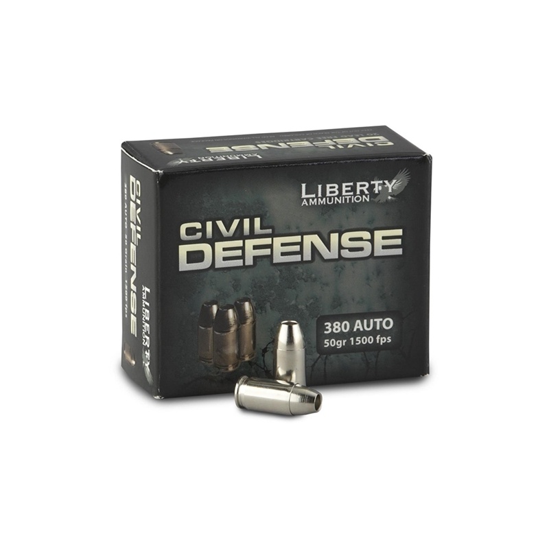 LIBERTY AMMUNITION CIVIL DEFENSE 380 ACP AMMO 50GR HOLLOW POINT 20RD BOX — product photograph