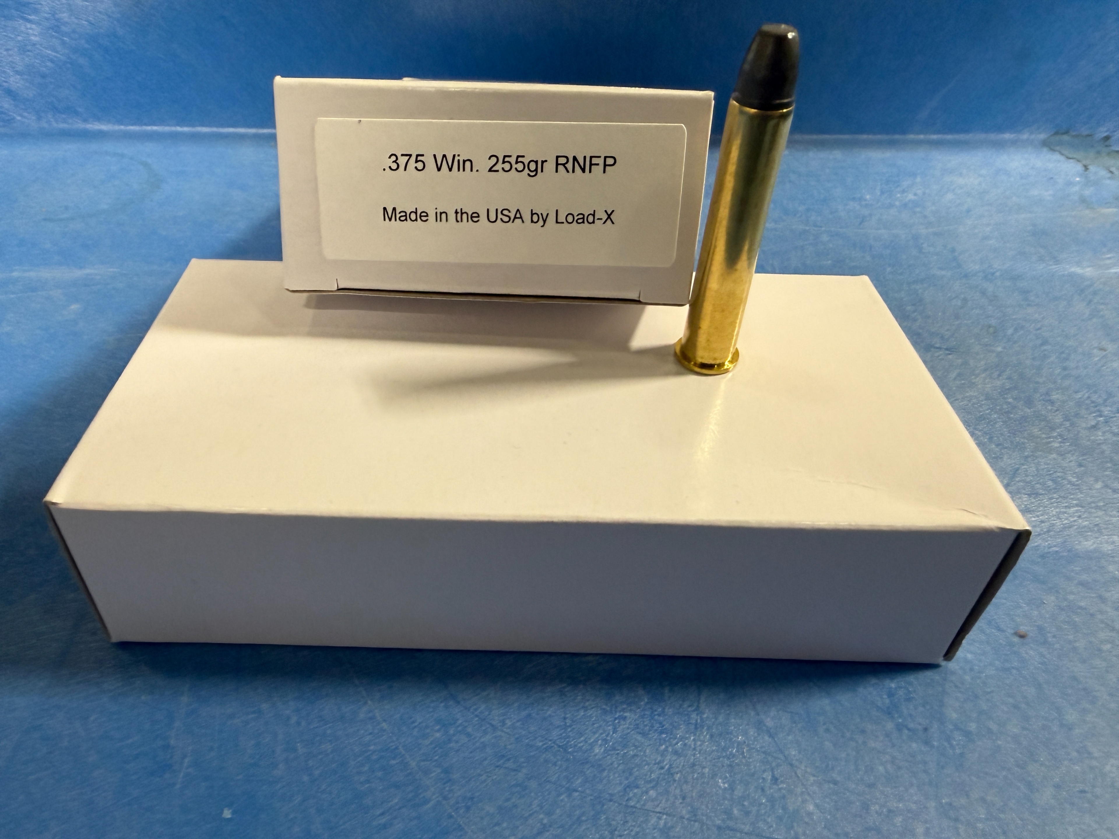 Load-X .375 Win AMMO 255gr RNFP BRASS CASED 20Rd Box — product photograph