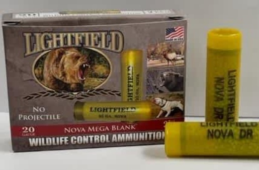 LIGHTFIELD WILDLIFE CONTROL 20GA AMMO 2.75 IN NOVA DR BLANK CONCUSSION 5RD BOX — product photograph