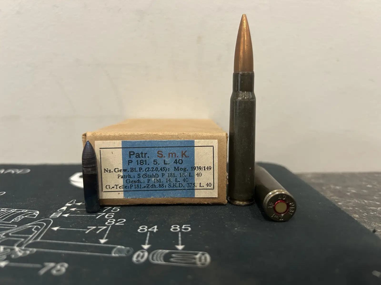 MILITARY SURPLUS GERMAN 8MM MAUSER SMK (ARMOR PIERCING) 178GR FMJ STEEL CASE CORROSIVE 15RD BOX — product photograph
