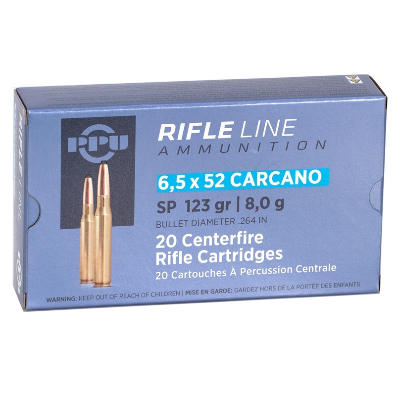PPU 6.5X52MM CARCANO 123GR SP 20RD BOX — product photograph