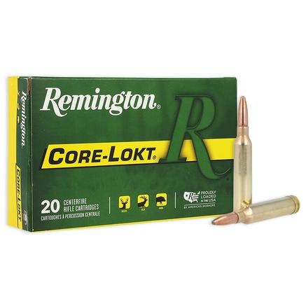 REMINGTON CORE-LOKT 7MM REM MAG AMMO 140GR PSP BRASS CASED 20RD BOX — product photograph