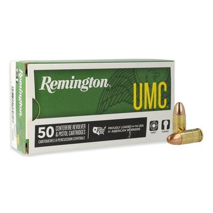 REMINGTON UMC 9MM LUGER AMMO 115GR BRASS CASED 50RD BOX — product photograph