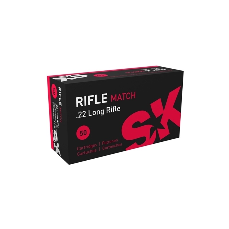 SK 22 LR AMMO RIFLE MATCH 40GR LRN 50RD BOX — product photograph