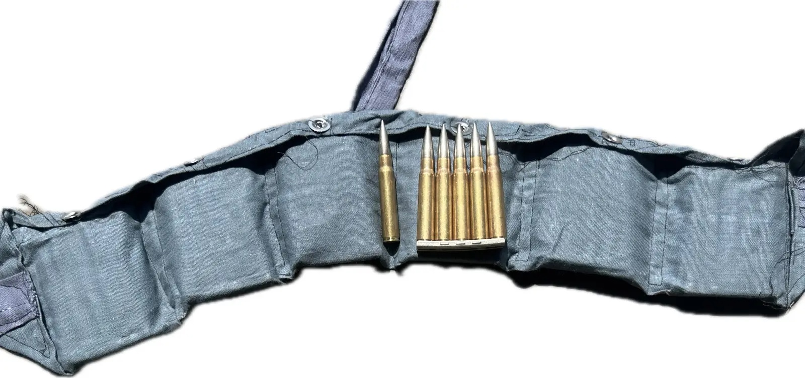 TURKISH MILITARY SURPLUS 8MM MAUSER(7.92X57MM) AMMO 198GR FMJ CORROSIVE MAGNETIC PROJO 60RD BANDOLIER — product photograph