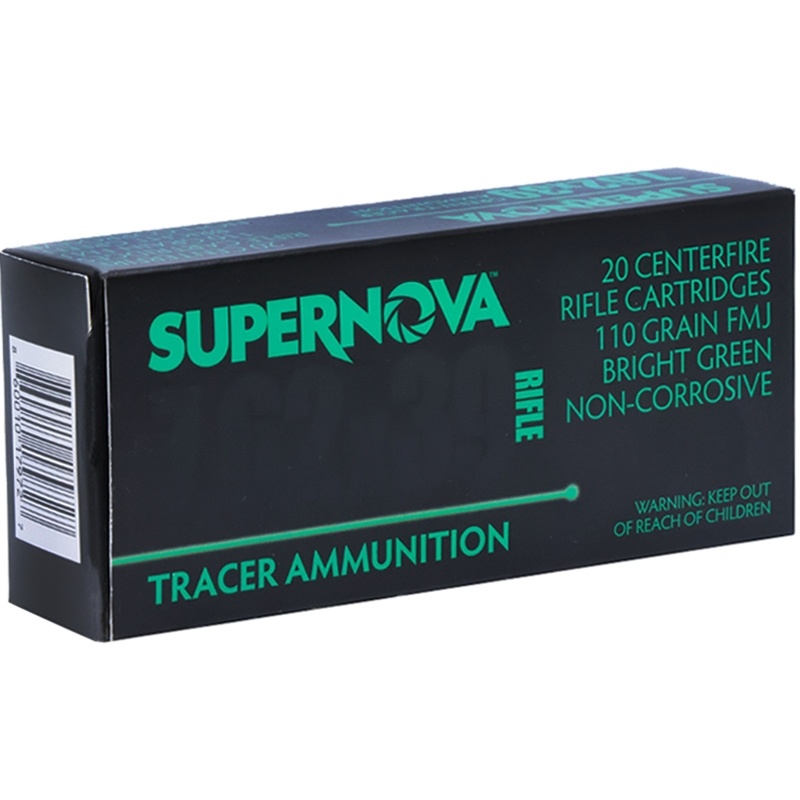 SUPERNOVA AMMUNITION AMO 7.62X39MM AMMO 124GR FMJ GREEN TRACER 20RD ( 10 BOXES PER CASE ) — product photograph