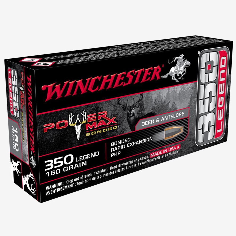 WINCHESTER 350 LEGEND AMMO 160GR POWER MAX BONDED PROTECTED HOLLOW POINT 20RD BOX — product photograph