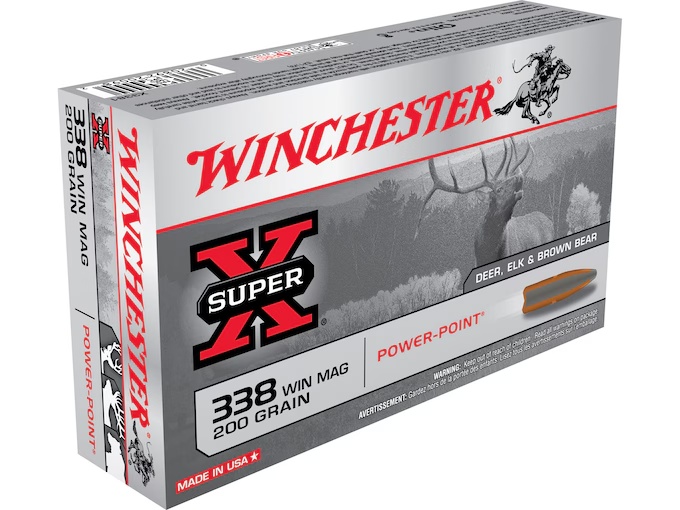 WINCHESTER SUPER-X 338 WIN MAG AMMO 200GR SP 20RD BOX — product photograph