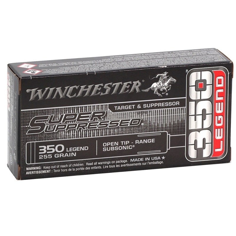 WINCHESTER SUPER SUPPRESSED 350 LEGEND AMMO 255GR OPEN TIP RANGE 20RD BOX — product photograph