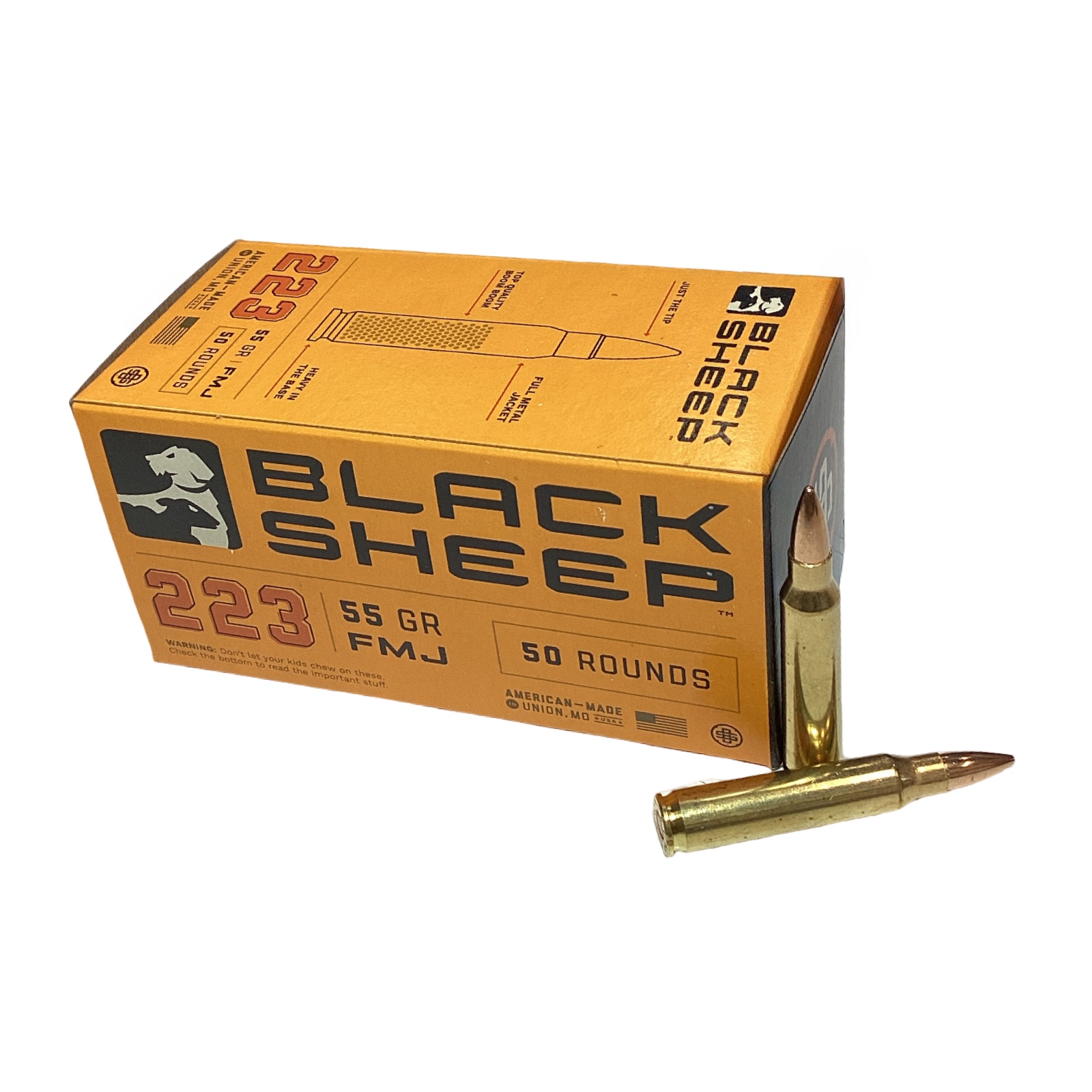 223 Remington - Black Sheep 62 grain full metal jacket -6017530 - 50 Round Box, product photograph