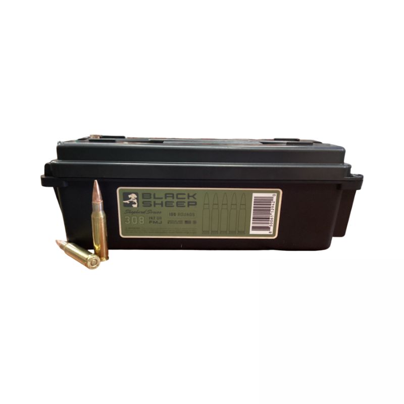 .308 Winchester - Black Sheep 147 Grain Full Metal Jacket (308147GFMJBRY100) - 100 Round Can, product photograph