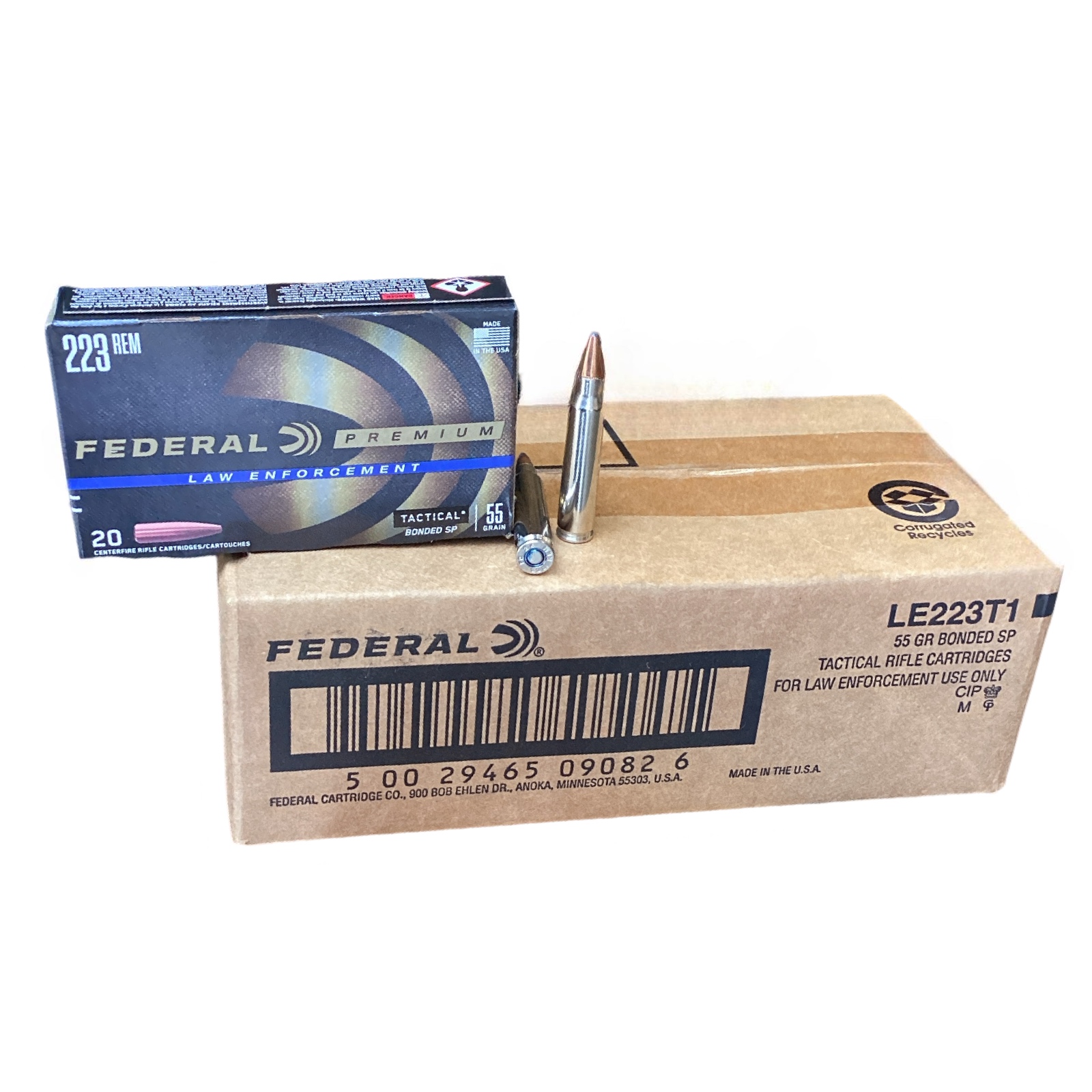 .223 Remington – Federal Premium 55 Grain Soft Point “Law Enforcement” (LE223T1) – 20 Round Box, product photograph