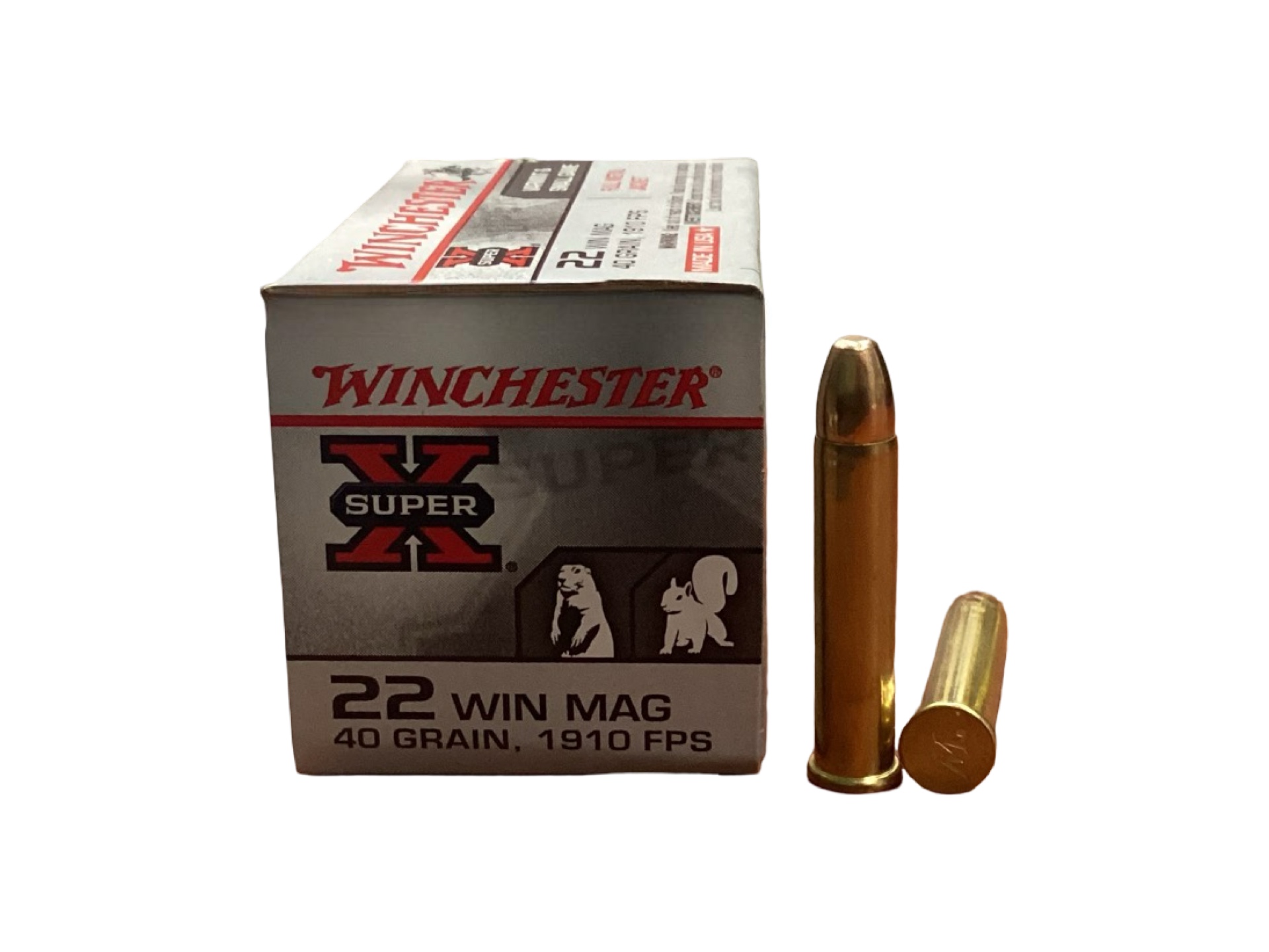 .22 WMR (MAG) - Winchester Super-X 40 grain FMJ (X22M) - 50 Round Box, product photograph