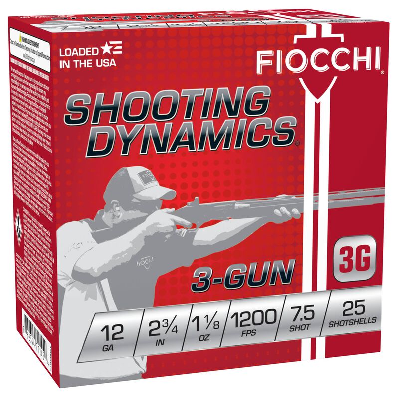 Box of Fiocchi Shooting Dynamics 3 Gun Match 12 gauge shotshells