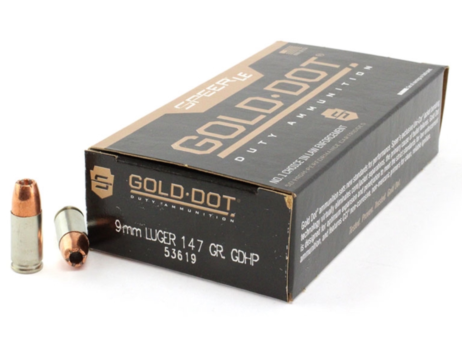 9MM Speer Gold Dot Duty Ammunition 147 GR Hollow Point - 53619 - 50 Round Box