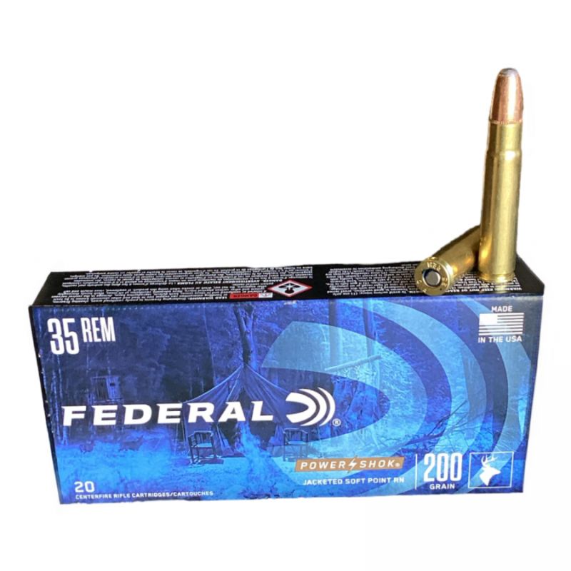 .35 Remington - Federal Premium Power-Shok 200 Grain Jacketed Soft Point Centerfire Rifle (35A) - 20 Rounds - product photograph