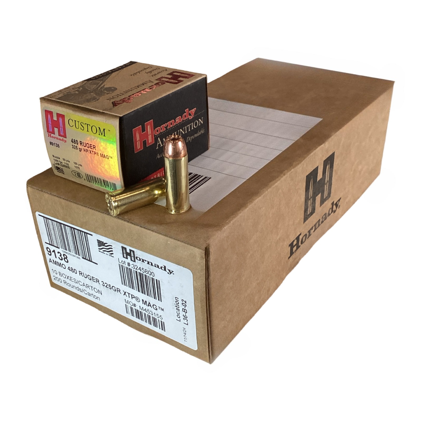 .480 Ruger - Hornady 325 Grain Hollow Point XTP Mag -9138- 20 Round Box - product photograph