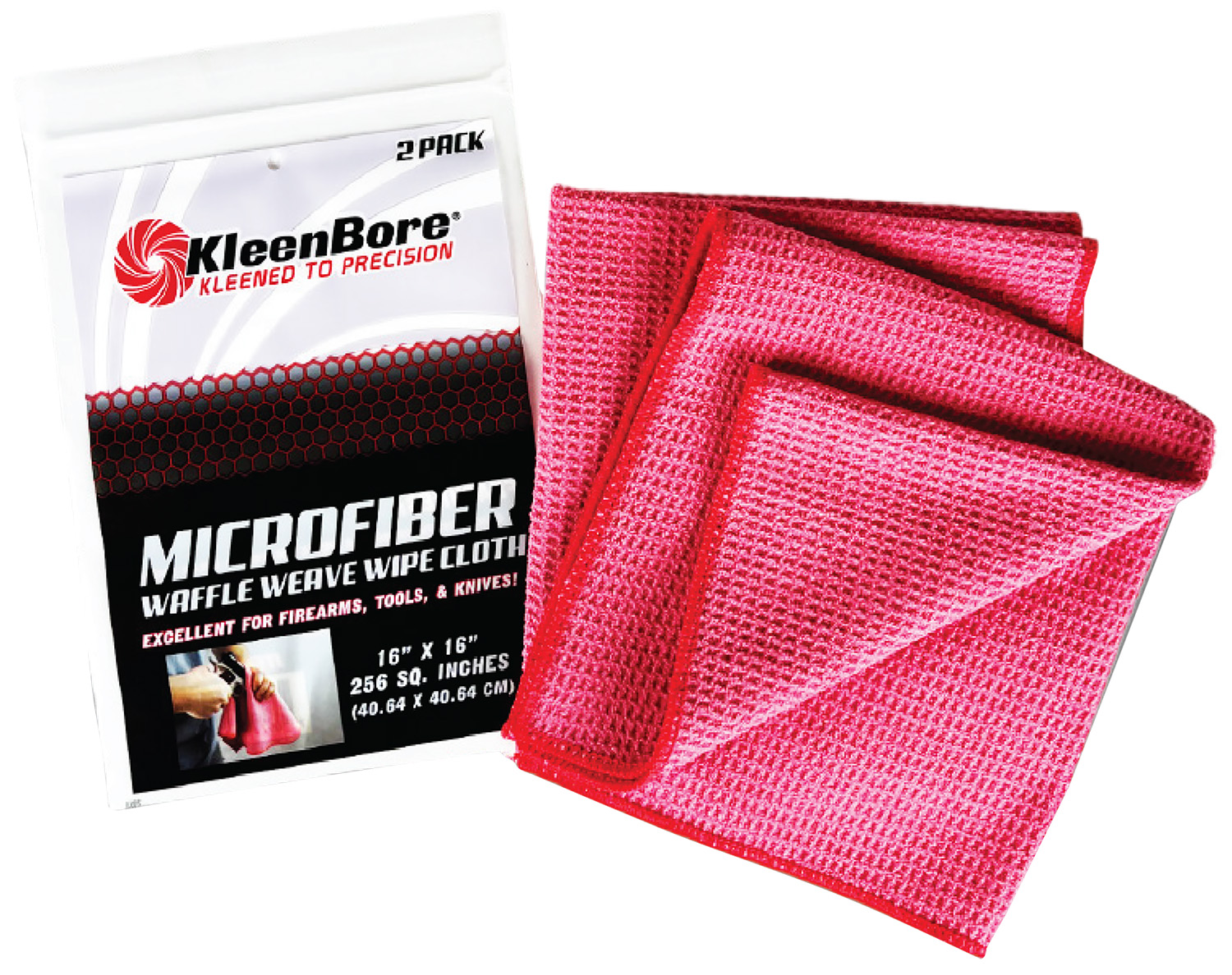 KleenBore MCR Microfiber Waffle Weave 16" x 16" 2 Pack